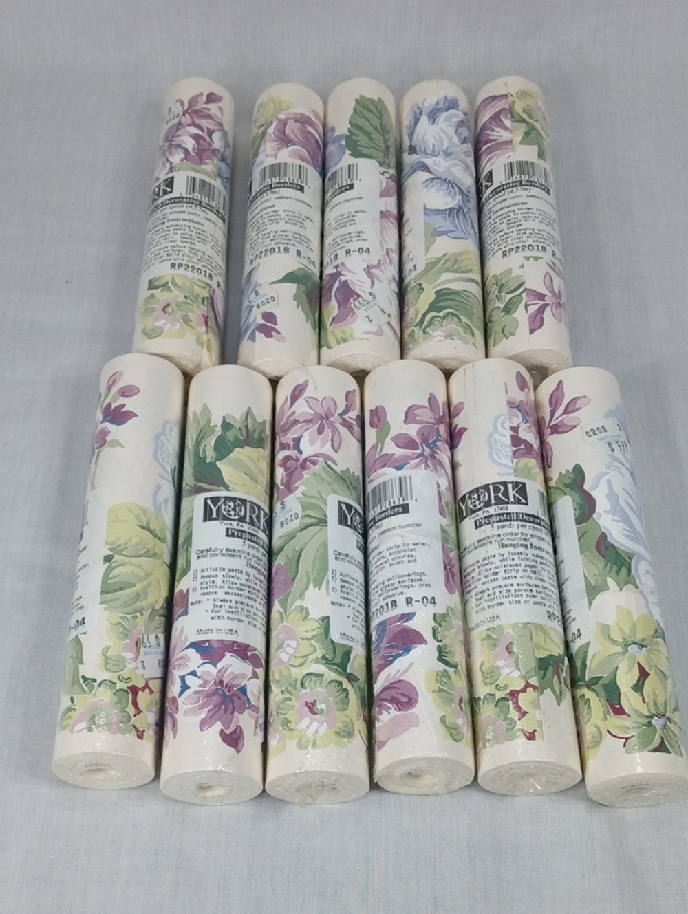 Vintage York Floral Wallpaper Border Rolls Lot Of 11